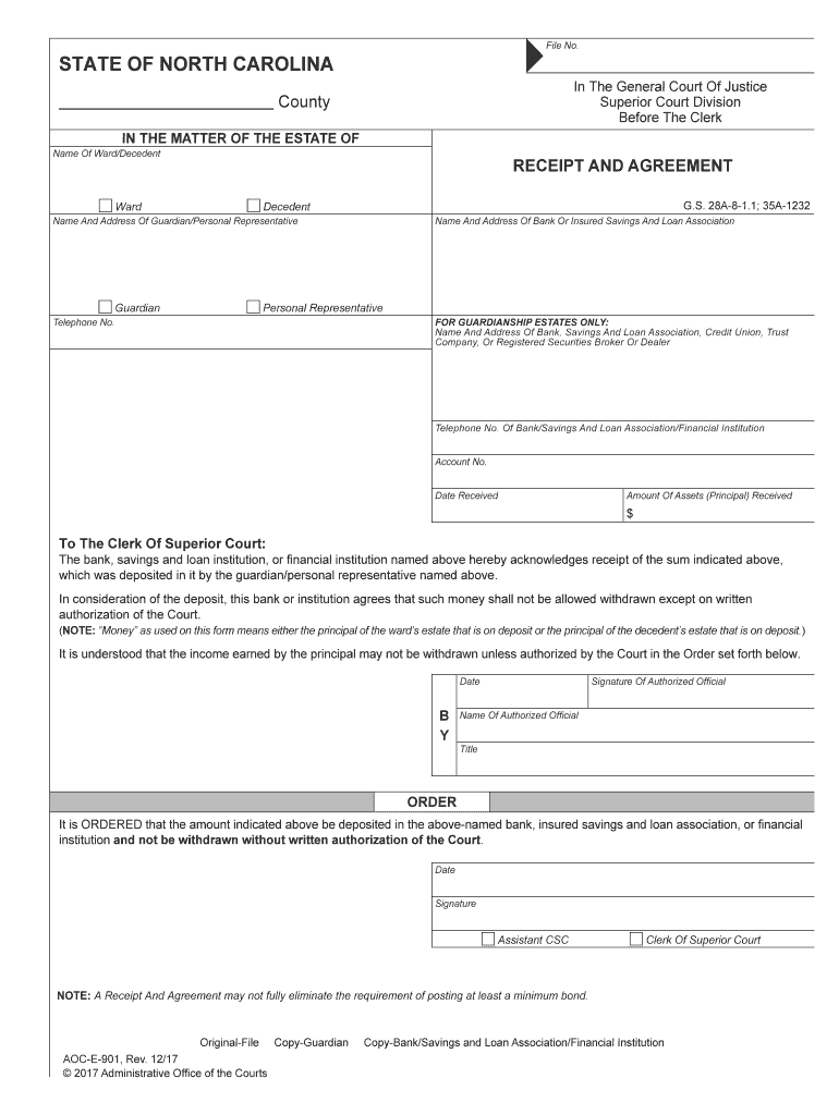 Receipt and Agreement AOC E 901  Form