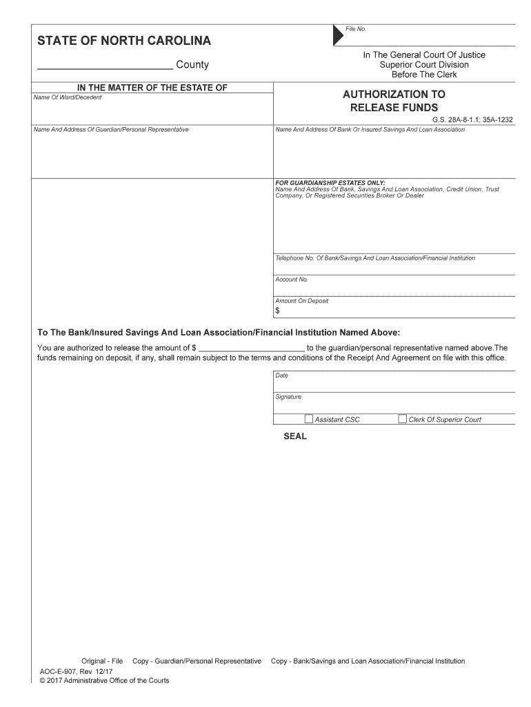State of North Carolina Authorization for Payment of Money  Form