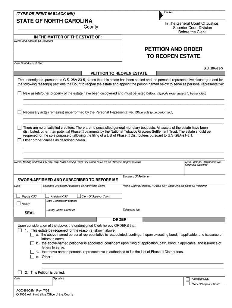 Form NC AOC E 506 Fill Online, Printable, Fillable