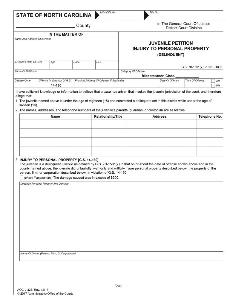 INJURY to PERSONAL PROPERTY  Form