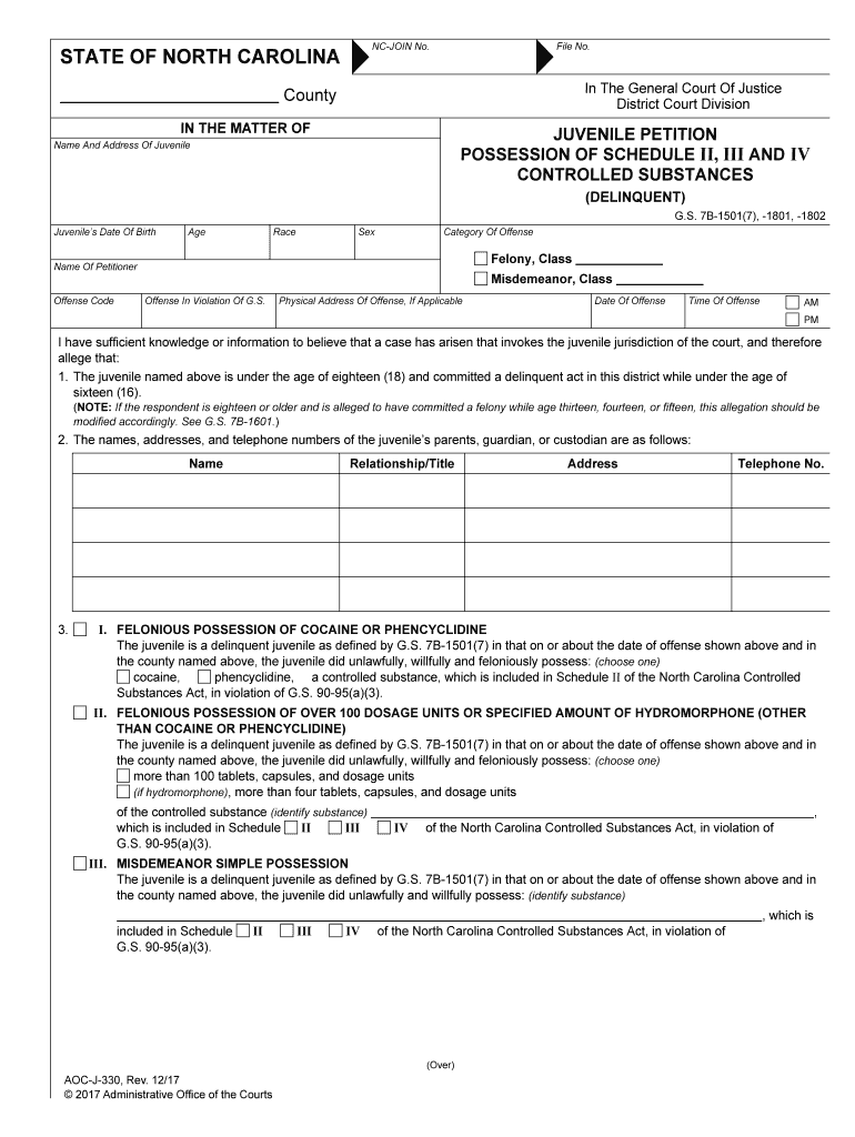 POSSESSION of SCHEDULE II, III and IV  Form