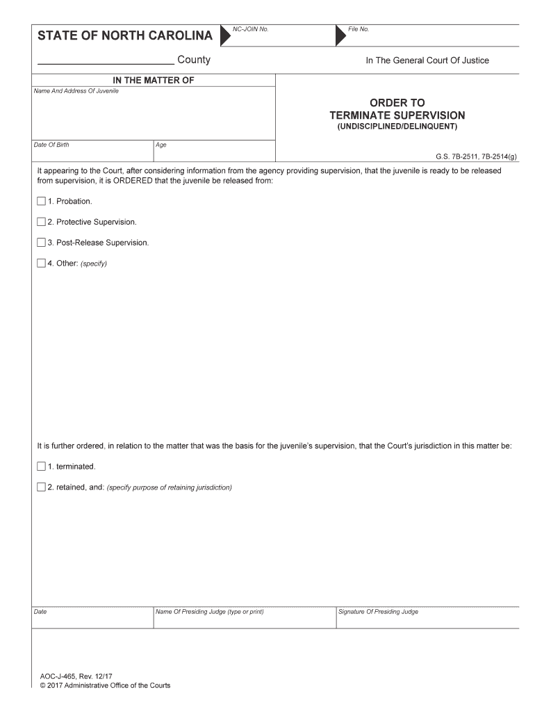 TERMINATE SUPERVISION  Form