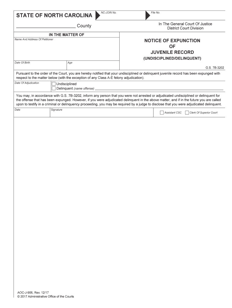 NOTICE of EXPUNCTION  Form