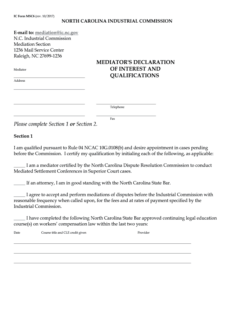Msc6 Form Nc Fill Out and Sign Printable PDF Template