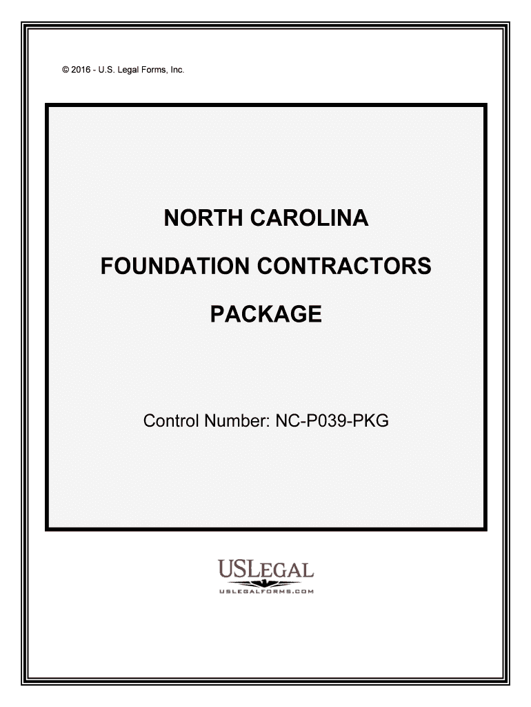 Control Number NC P039 PKG  Form