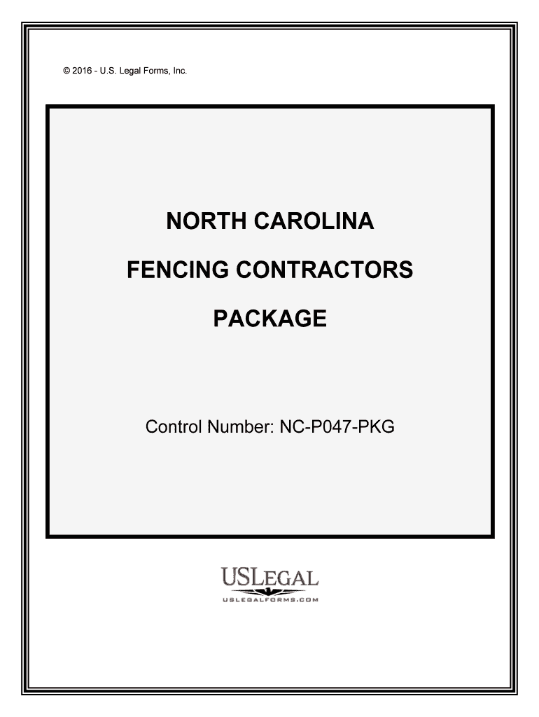 Control Number NC P047 PKG  Form