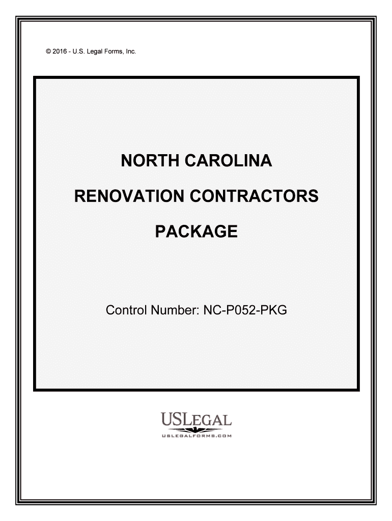 Control Number NC P052 PKG  Form