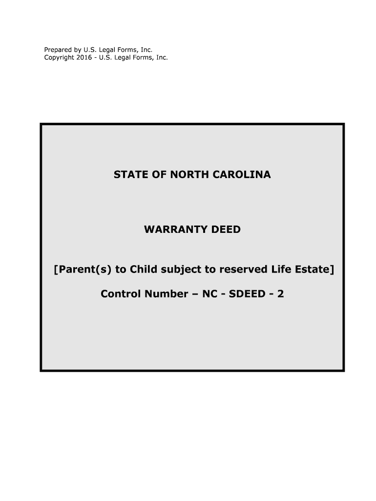 North Carolina Warranty Deed to Child US Legal Forms