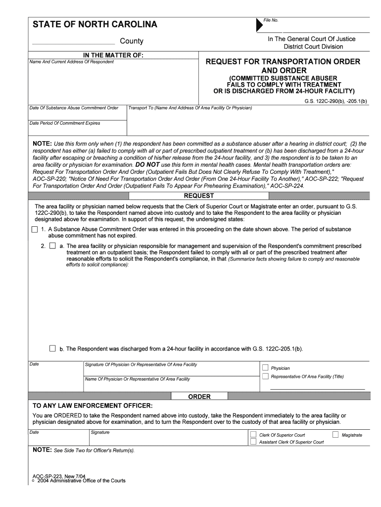 Findings and Custody Order Involuntary Commitment 302A  Form