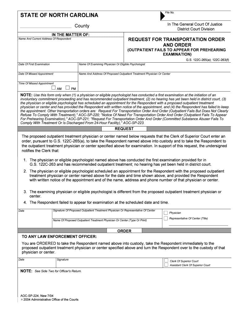 OUTPATIENT FAILS to APPEAR for PREHEARING  Form