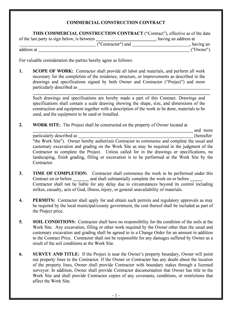 SOIL CONDITIONS Contractor Shall Have No Responsibility for the Condition of the Soils at the  Form