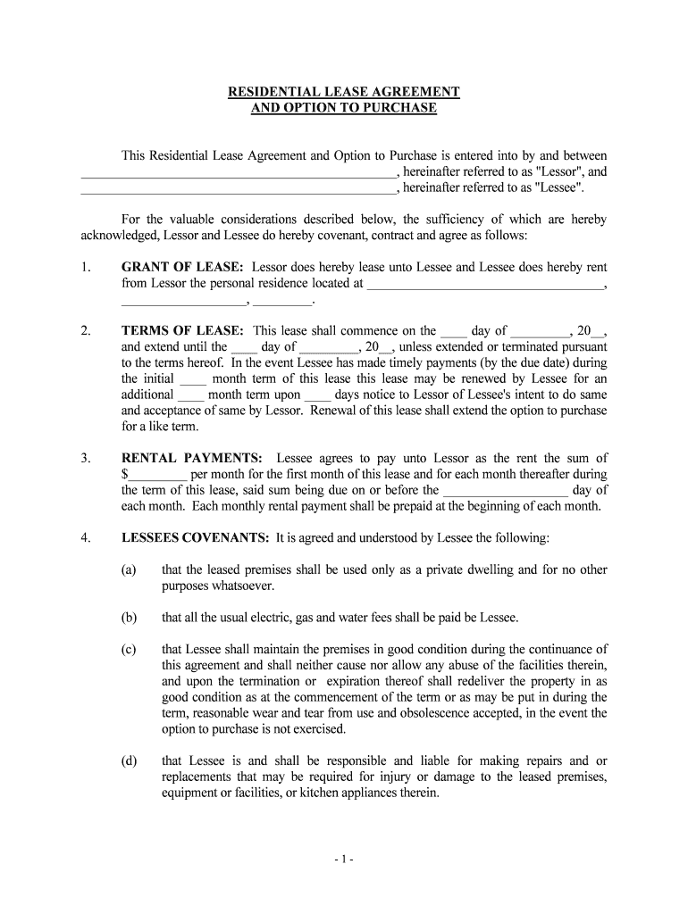 Lease Purchase Vs Lease Option a Potential Solution for  Form