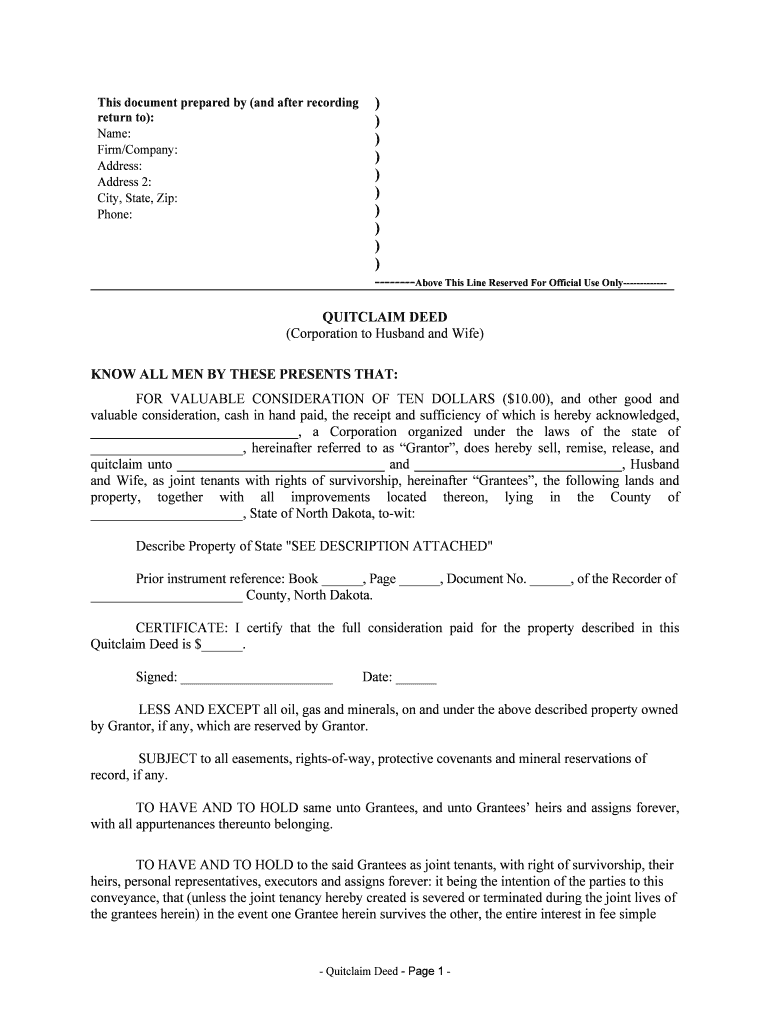 And Wife, as Joint Tenants with Rights of Survivorship, Hereinafter Grantees, the Following Lands and  Form