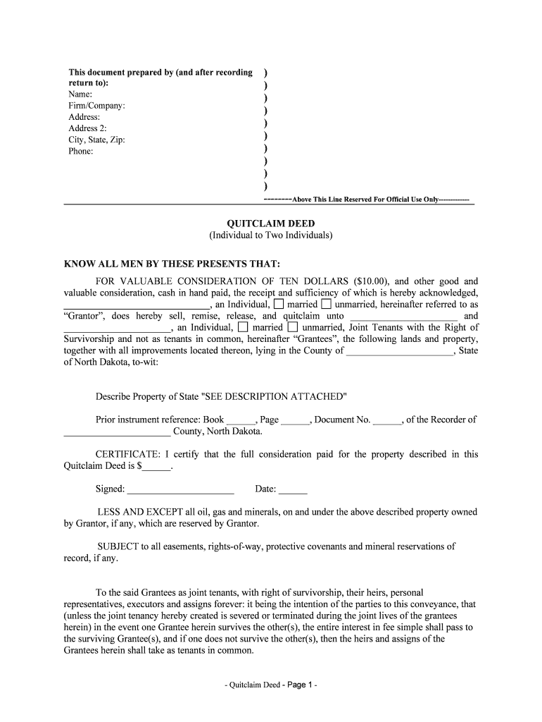 Unmarried, Joint Tenants with the Right of  Form