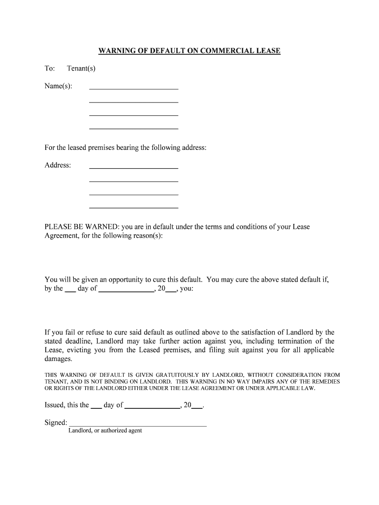 Stated Deadline, Landlord May Take Further Action Against You, Including Termination of the  Form