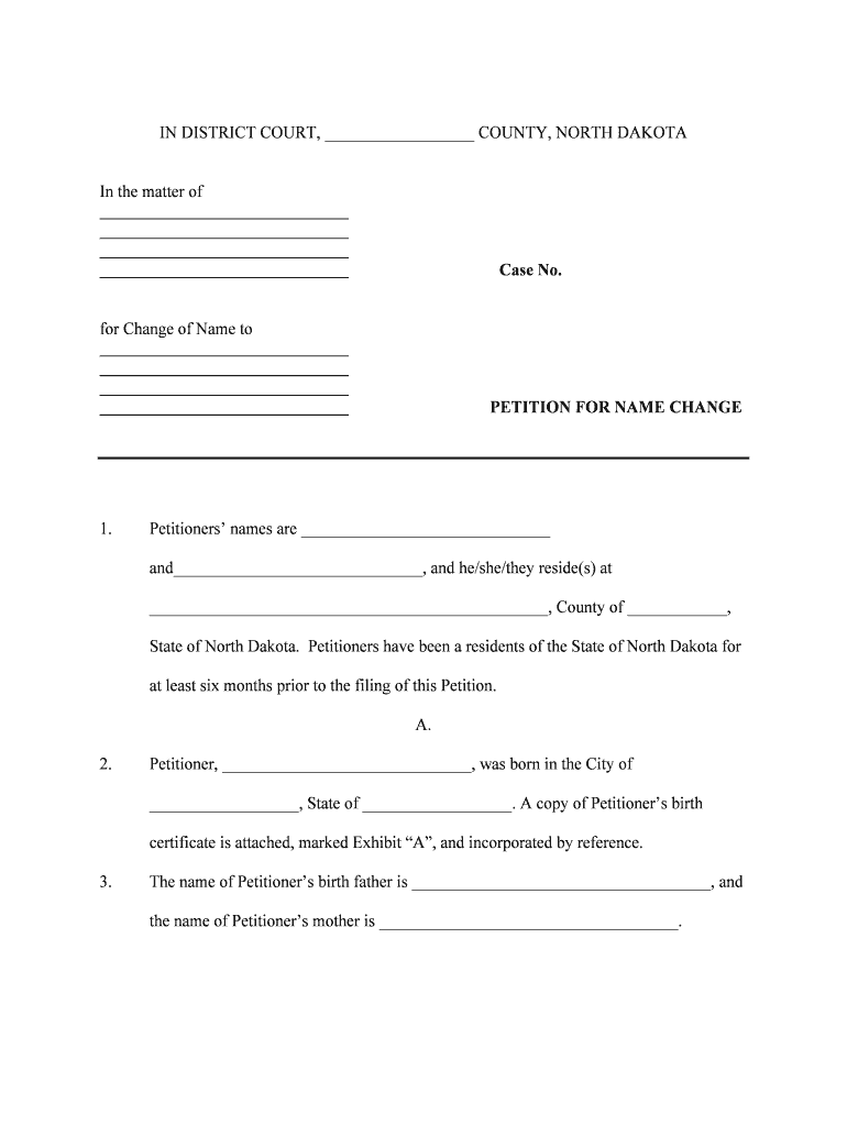 Name Change Proceedings Douglas County, Washington  Form
