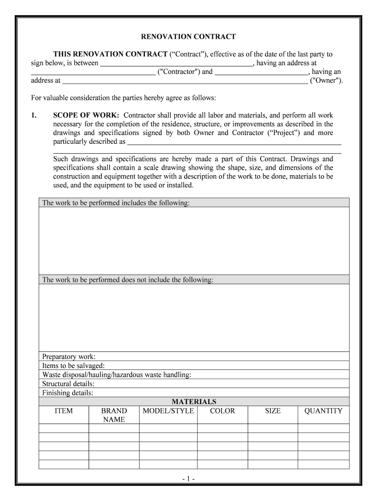 To the Contract Price  Form