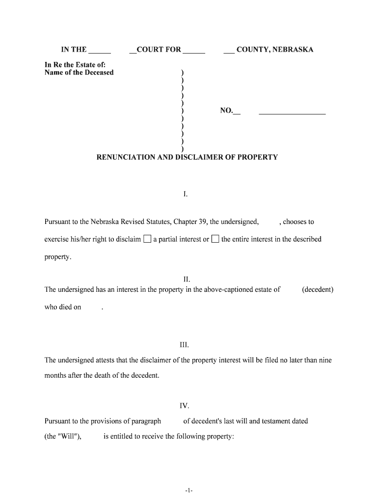 In Re Estate of Ackerman Nebraska Supreme Court  Form