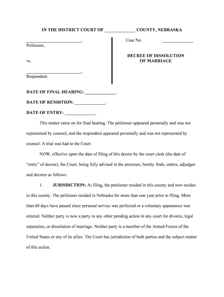 DATE of FINAL HEARING  Form