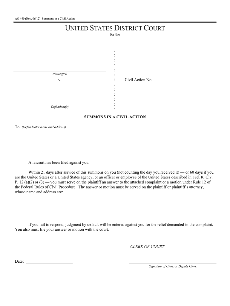 0612 Summons in a Civil Action Page 2  Form