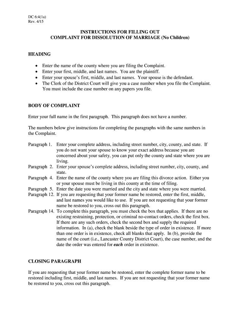 Instructions for Form DC DC 641 Instructions for Form