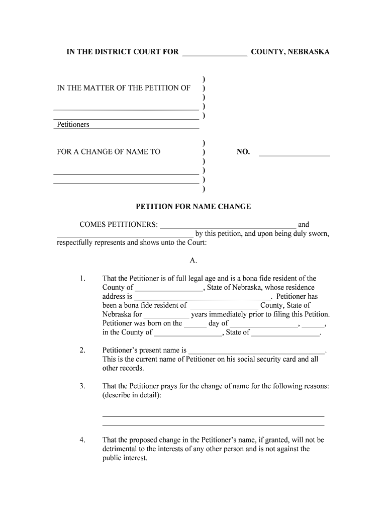 Application for Name Change Winnebago Tribe of Nebraska  Form