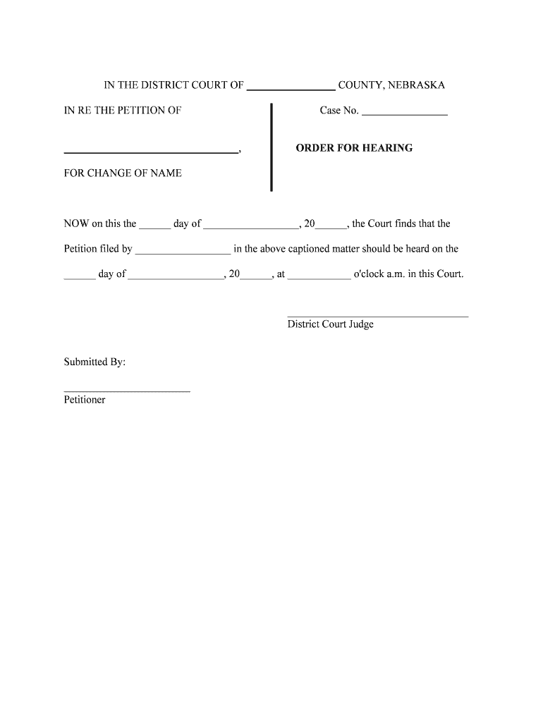 Nebraska Adult Name Change Adult Name Change  Form