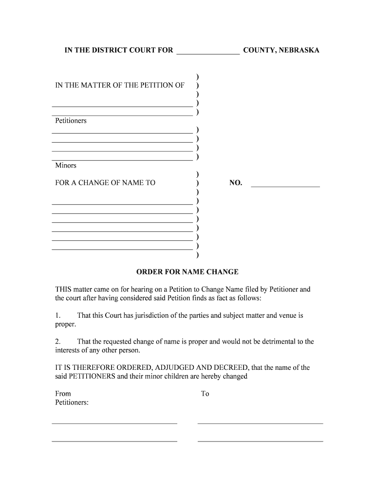 ORDER for NAME CHANGE  Form