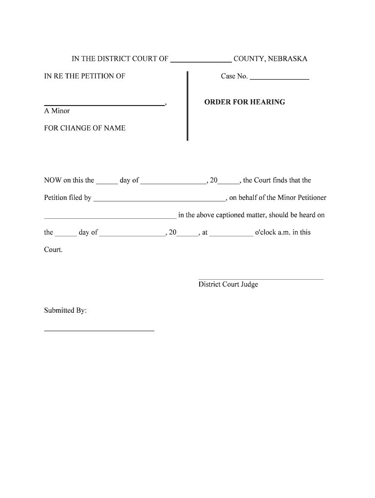 Nebraska Minor Name Change Minor Name Change  Form