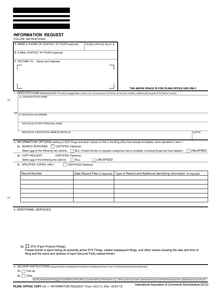 INFORMATION OPTIONS Relating to UCC Filings and Other Notices on File in the Filing Office that Include the Debtor Name Identifi