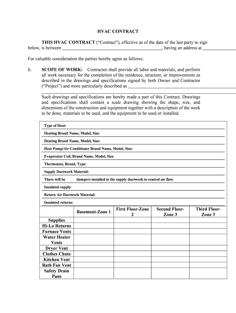 Return Air Ductwork Material  Form