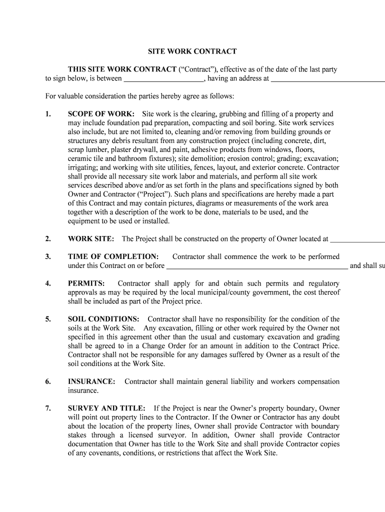 Of This Contract and May Contain Pictures, Diagrams or Measurements of the Work Area  Form