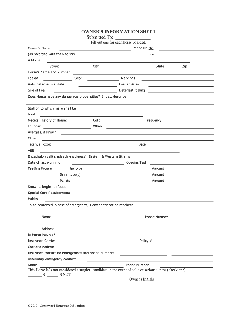 Veterinary Emergency Contact  Form