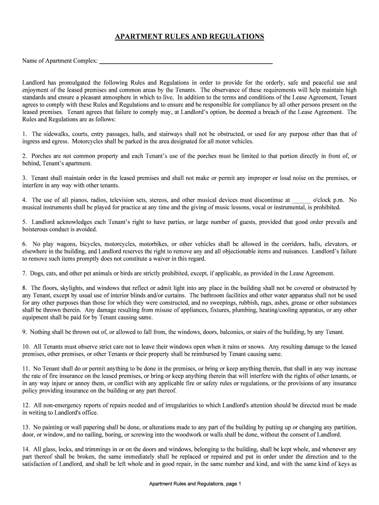 Landlord Acknowledges Each Tenants Right to Have Parties, or Large Number of Guests, Provided that Good Order Prevails and  Form