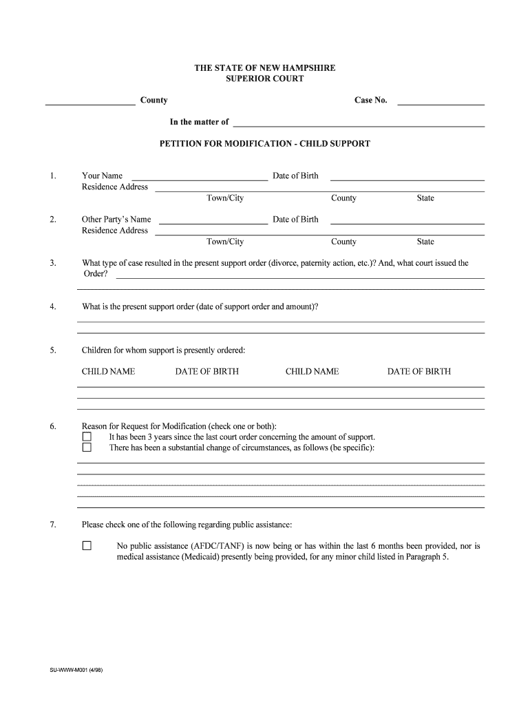 PETITION for MODIFICATION CHILD SUPPORT  Form