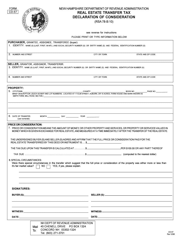 CD 57 S Print New Hampshire Department of Revenue  Form