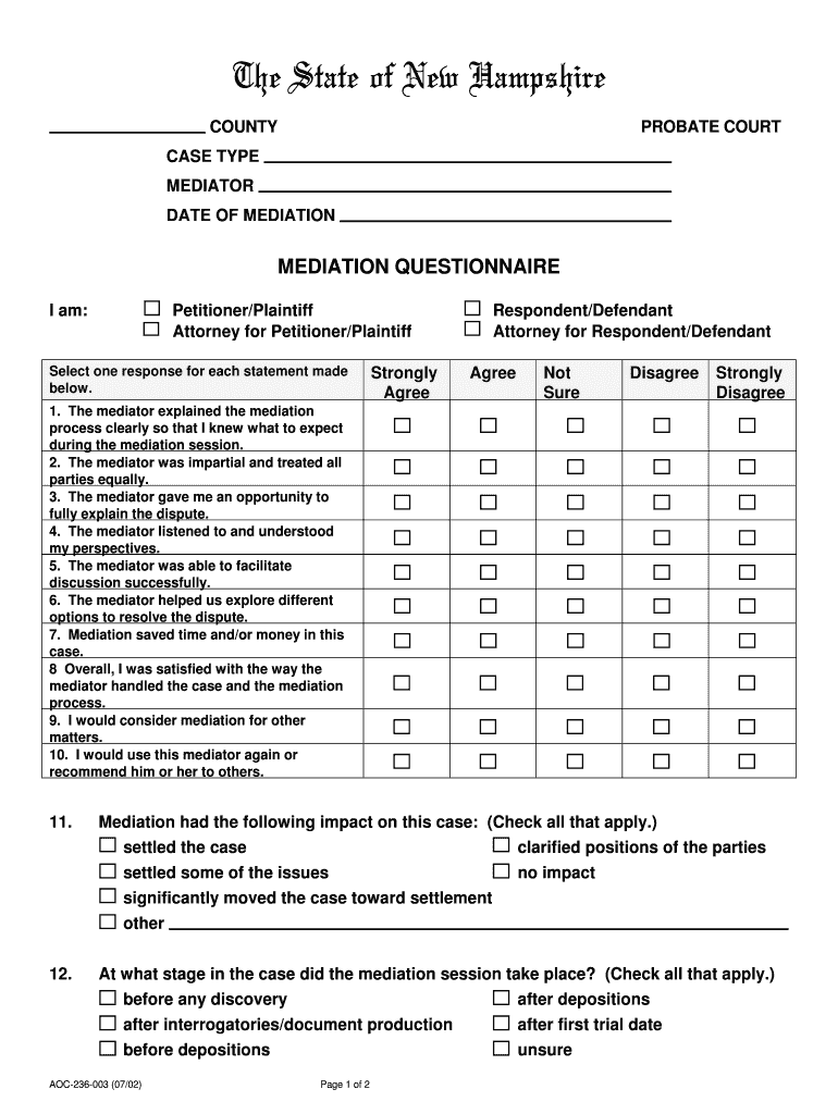 DATE of MEDIATION  Form