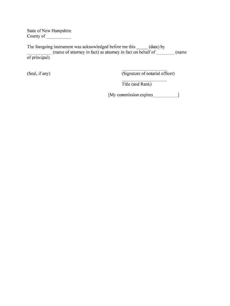 New Hampshire Notarial Certificates Acknowledgments for  Form