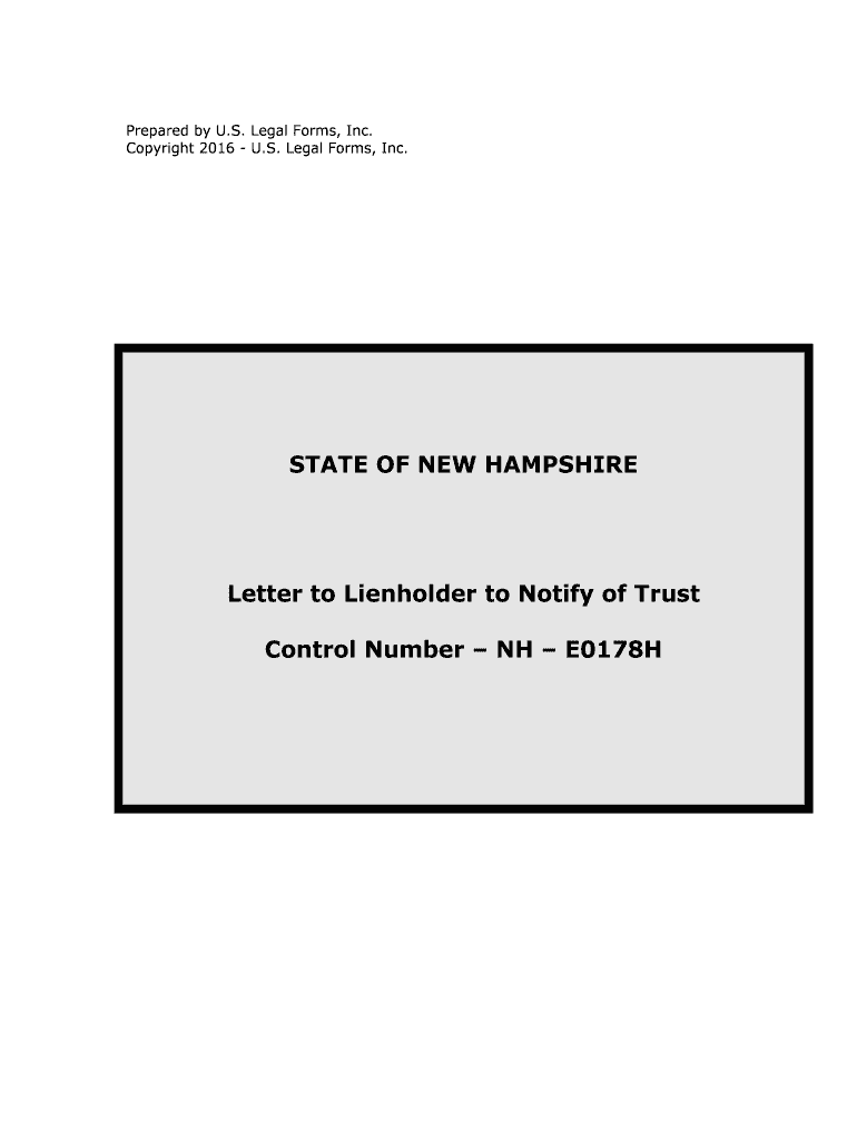 Letter to Lienholder to Notify of Trust  Form