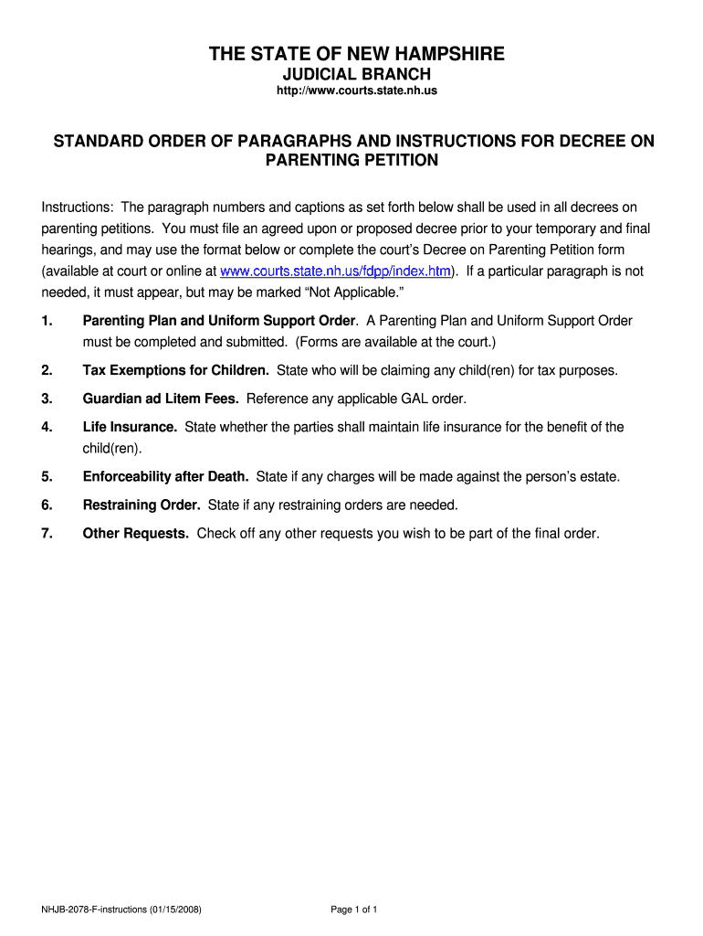 Parenting Petition New Hampshire Judicial Branch Form