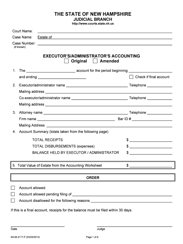 Executor'sAdministrator's Accounting New Hampshire  Form