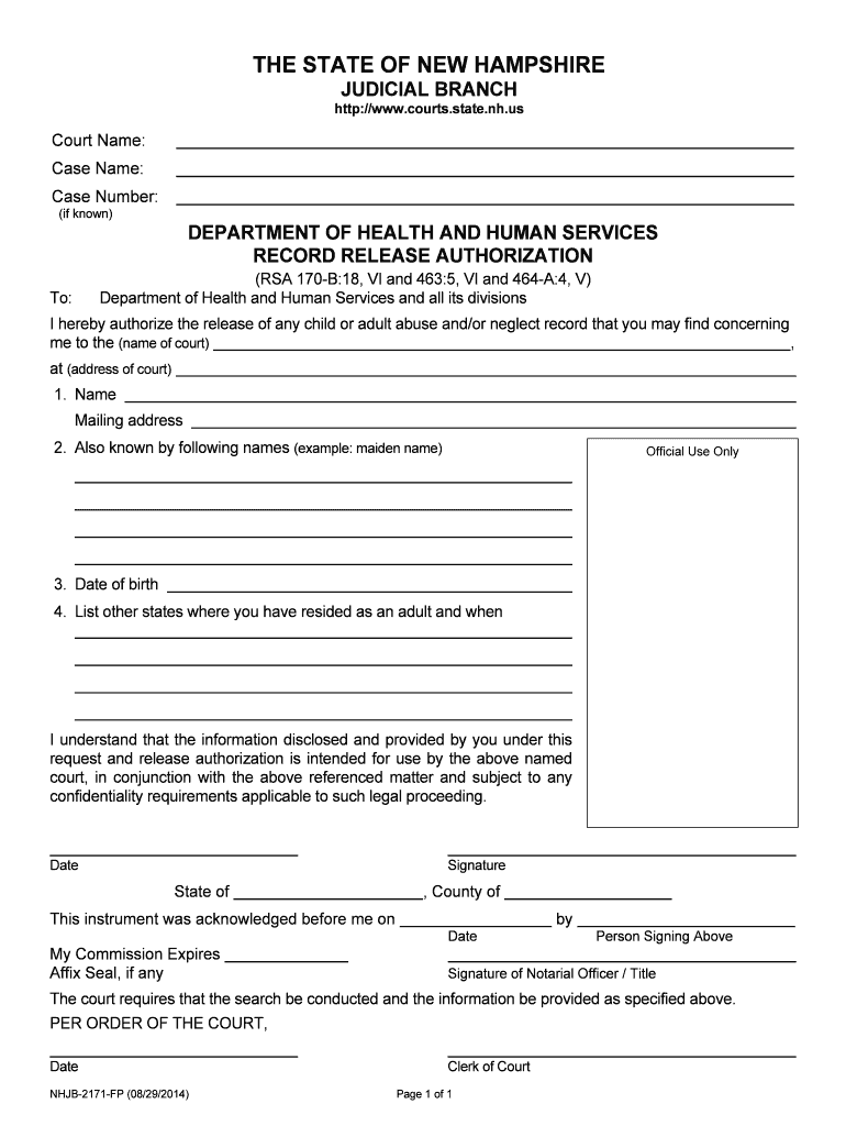 Department of Health &amp;amp; Human Service Record Release  Form