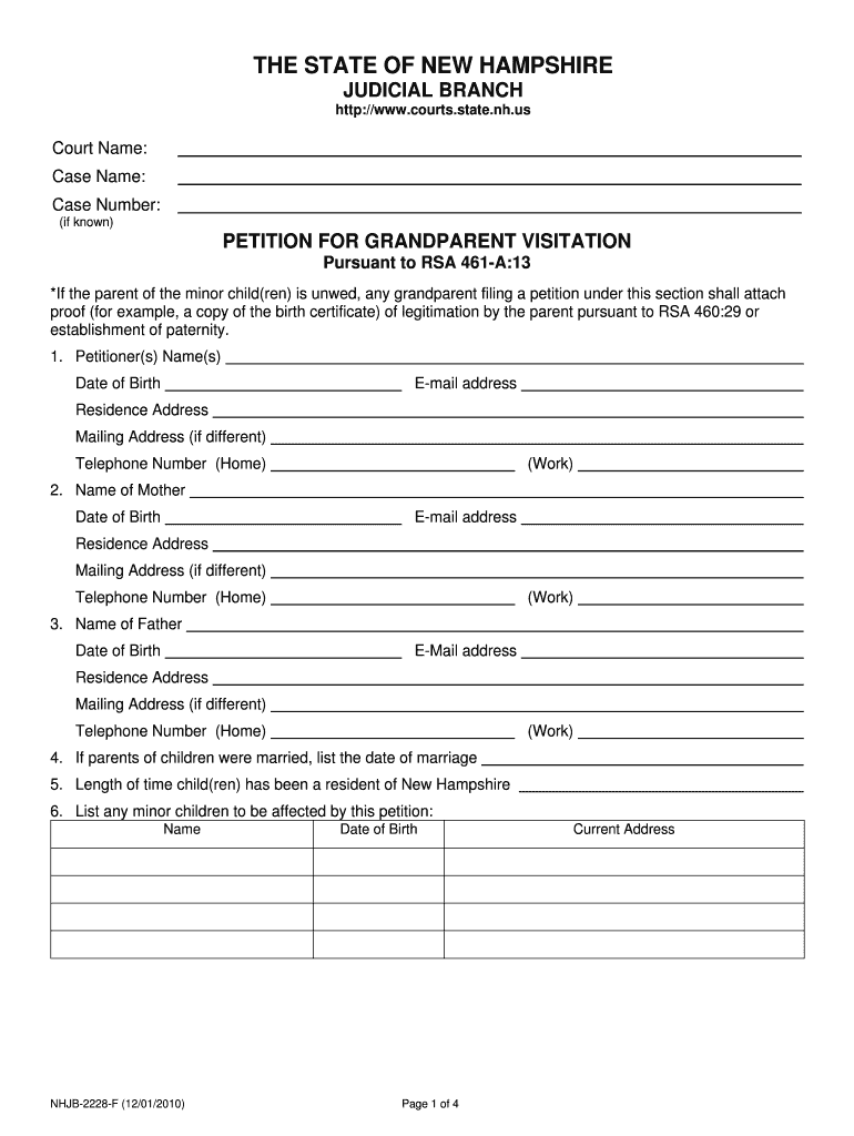 Pursuant to RSA 461 A13  Form