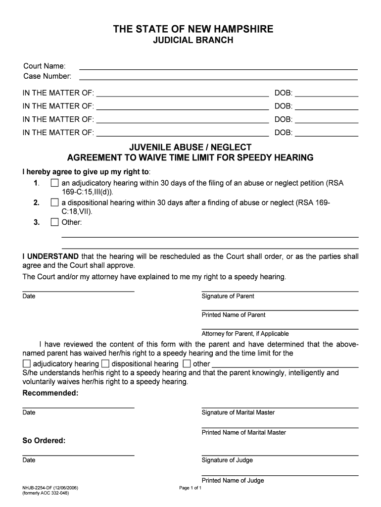 JUVENILE ABUSE NEGLECT  Form