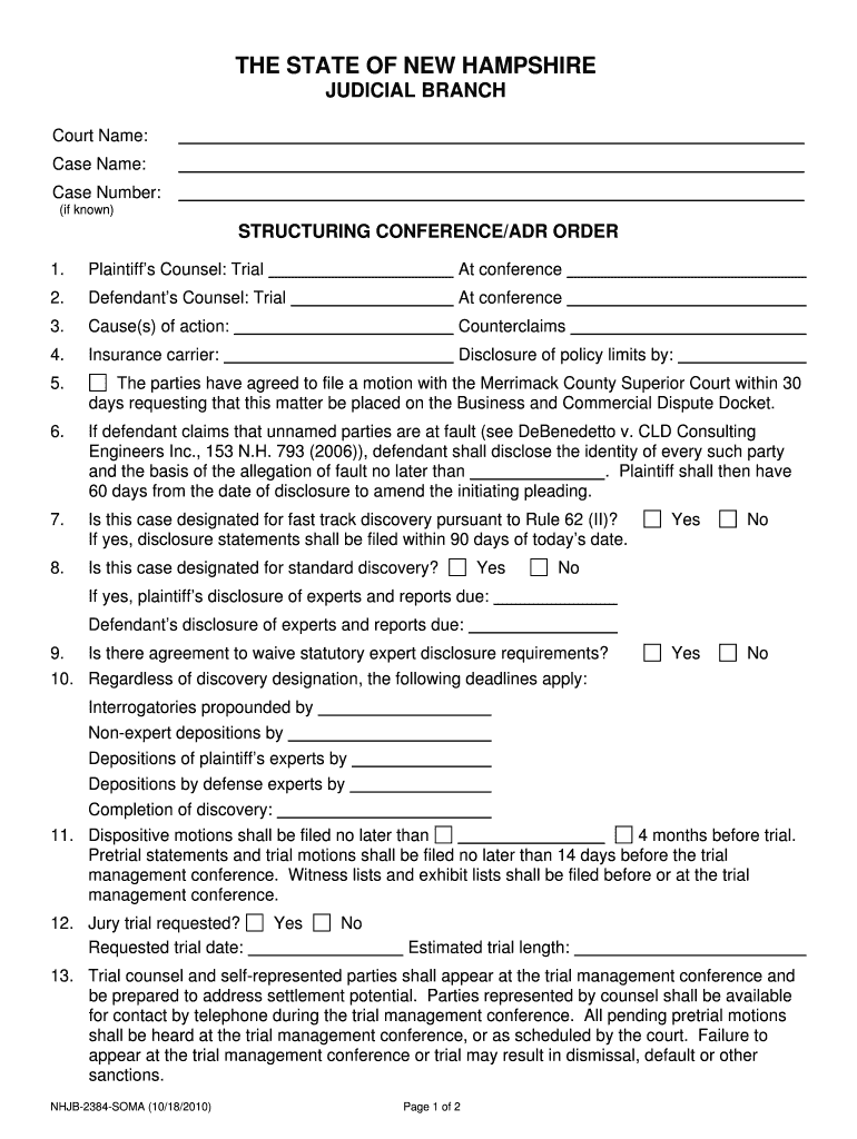 Structuring ConferenceADR Order  Form