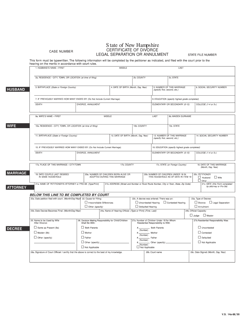 Filing for Divorce in New HampshireNew Hampshire Legal Aid  Form