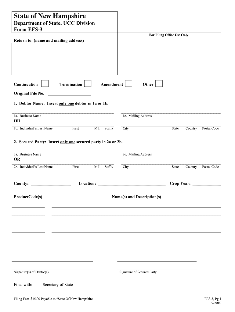 Fill and Sign the Ucc Filing Forms Nhsos Nh Secretary of State Nhgov