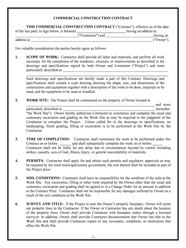 Out Property Lines to the Contractor  Form