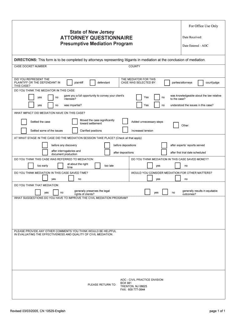 Presumptive Mediation Program  Form