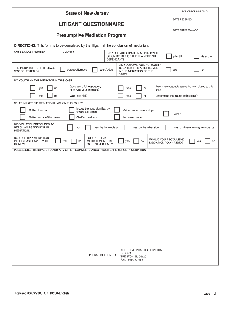 Forms and Applications Used for Mediation